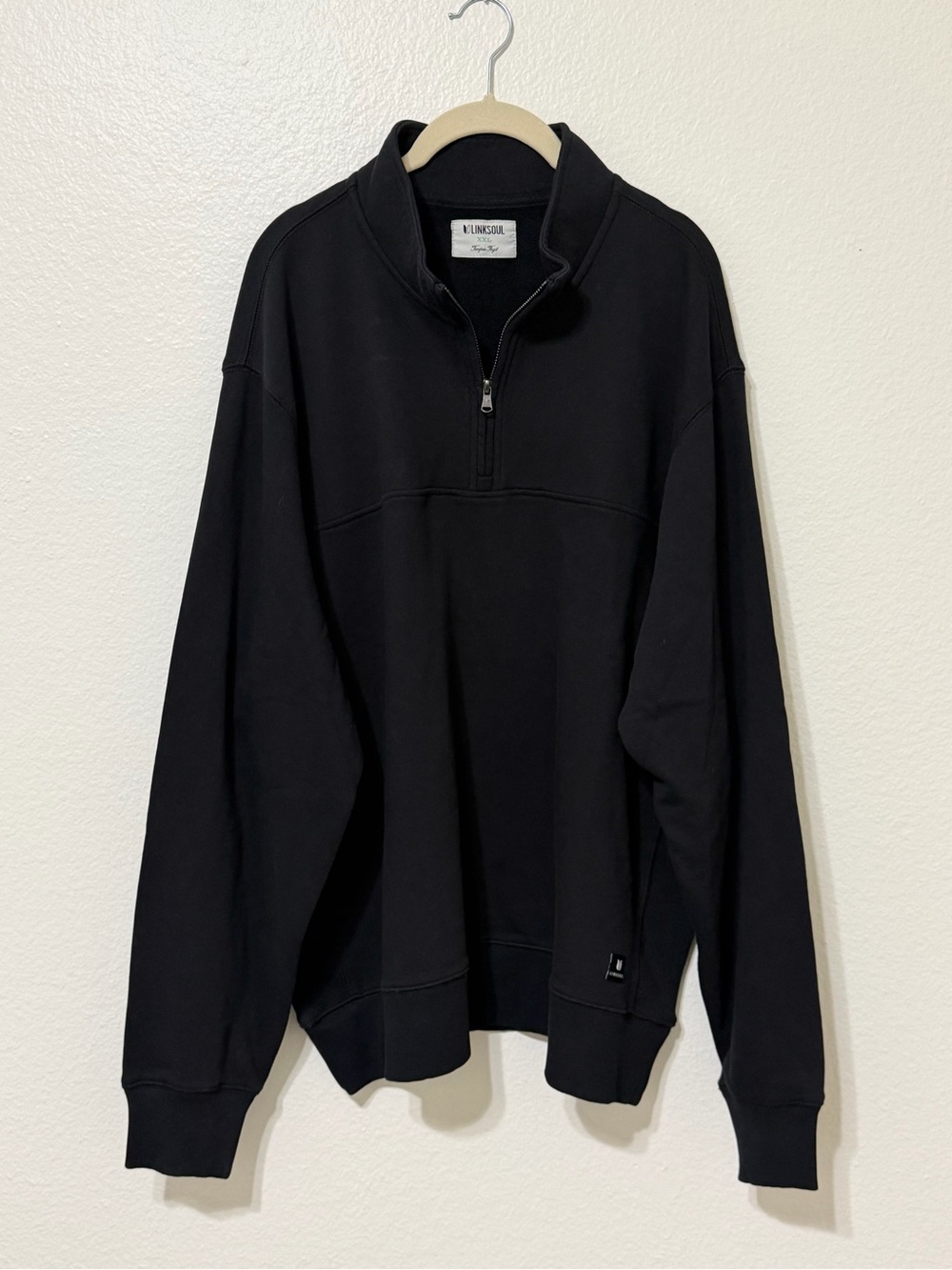 Linksoul Ojai Lux Terry Quarter-Zip Men’s XXL Black Pullover Sweatshirt Golf
